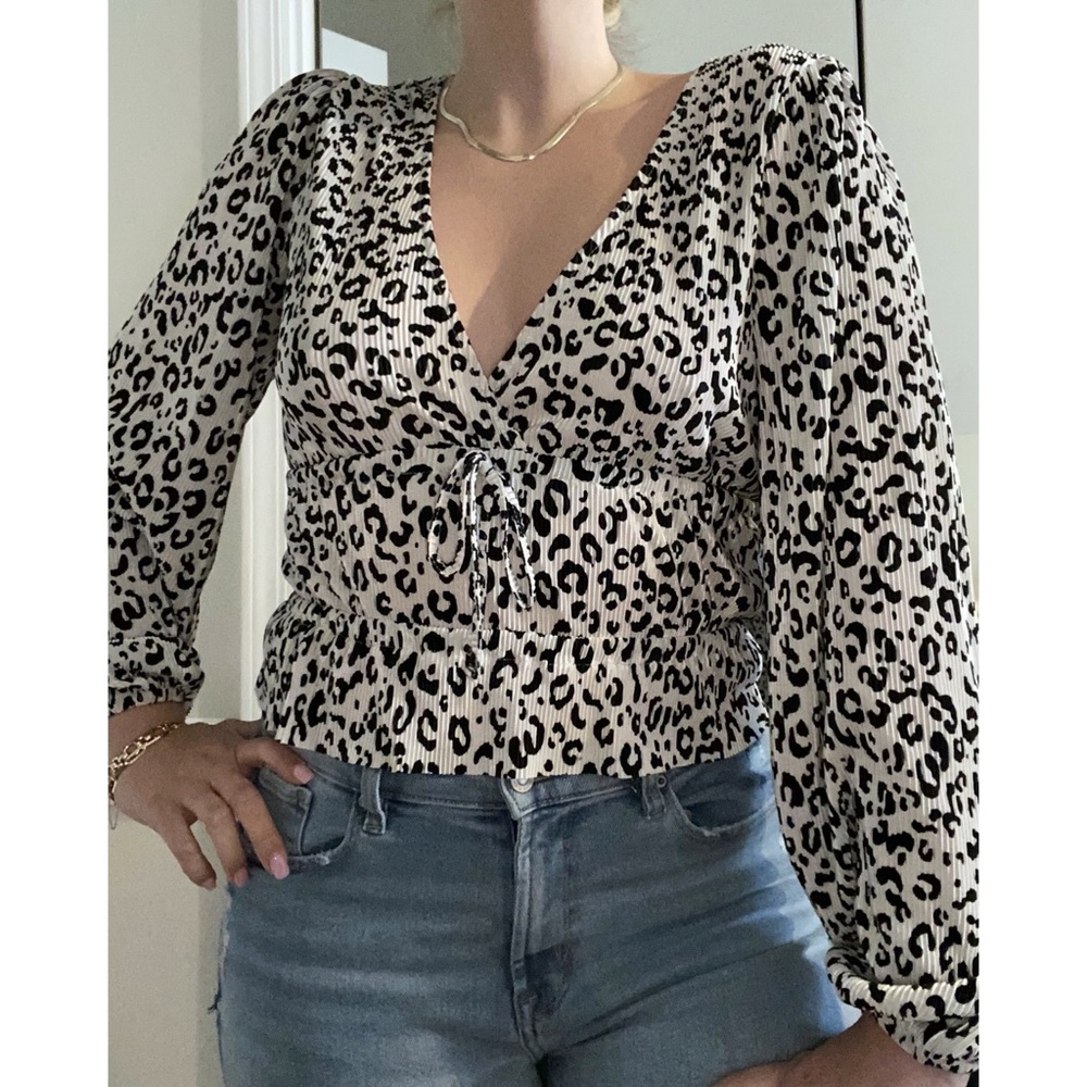 Zara - Silk Leopard Print Top - Size M